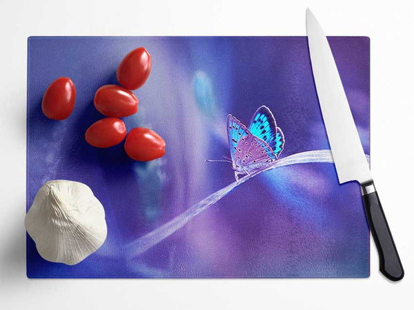 Purple Butterfly Wonder Glass Chopping Board