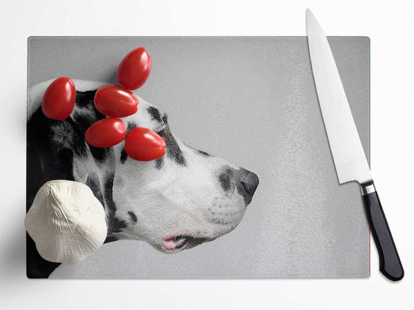 Dalmation Dog Face Glass Chopping Board