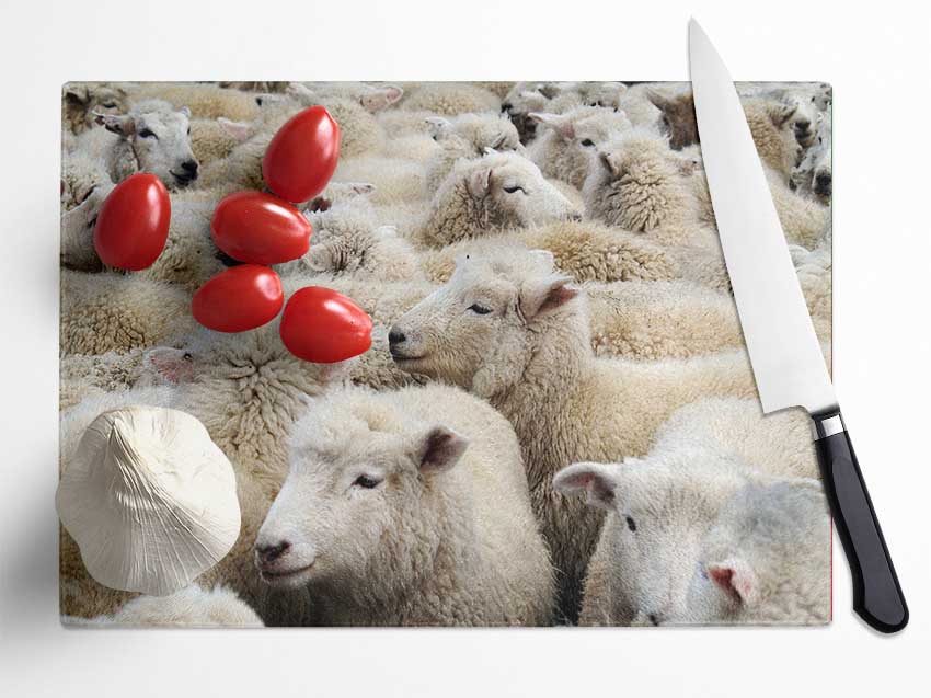 Sheep Heard Glass Chopping Board