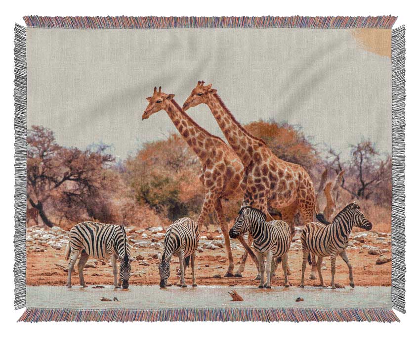 Safari Watering hole Woven Blanket