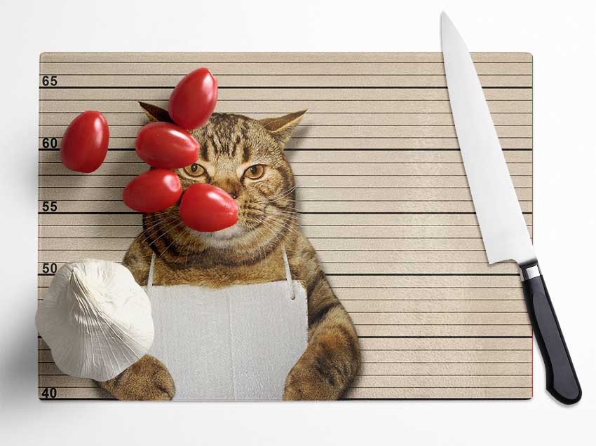 It Wasn't Me Cat Glass Chopping Board