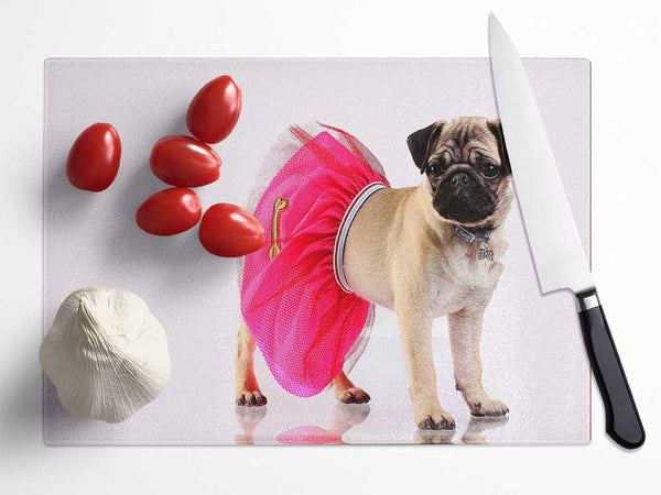 Pug Dog Tutu Glass Chopping Board