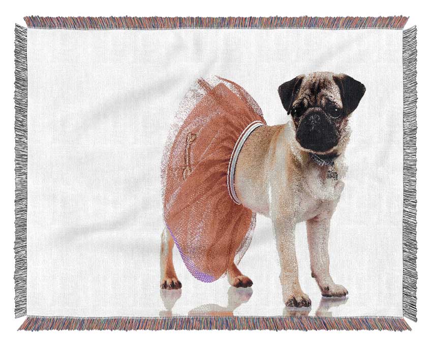 Pug Dog Tutu Woven Blanket