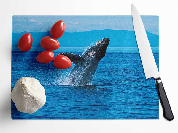 Whale Ocean Jump Glass Chopping Board