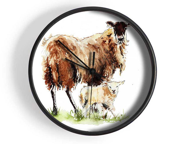 Mother and Baby Lambs Clock - Wallart-Direct UK