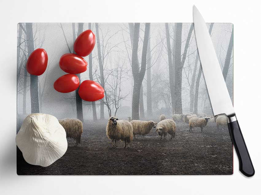 Sheep Forest Glass Chopping Board