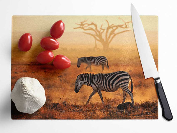 Sunset Zebra Glass Chopping Board