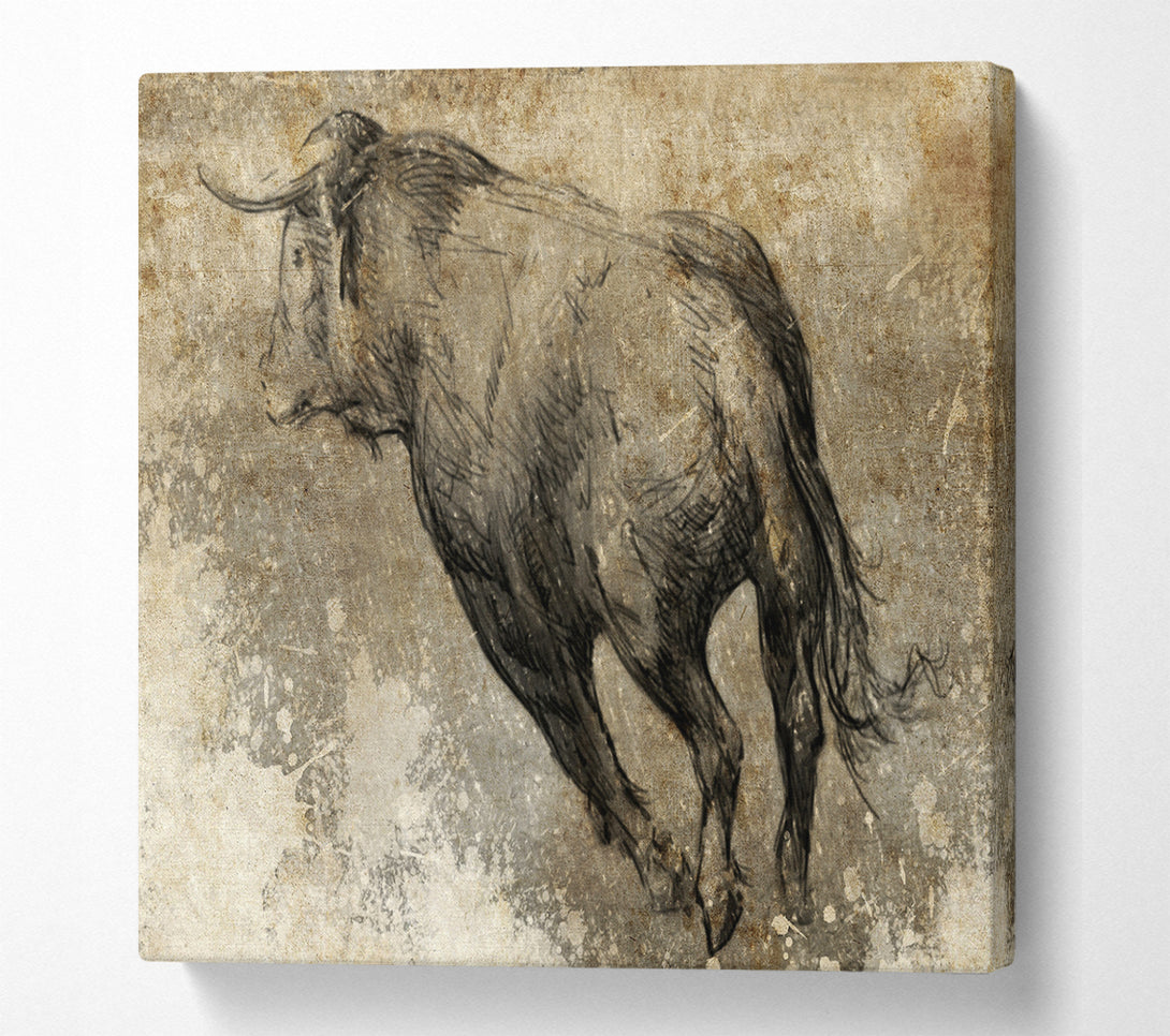 A Square Canvas Print Showing Bull Run Square Wall Art