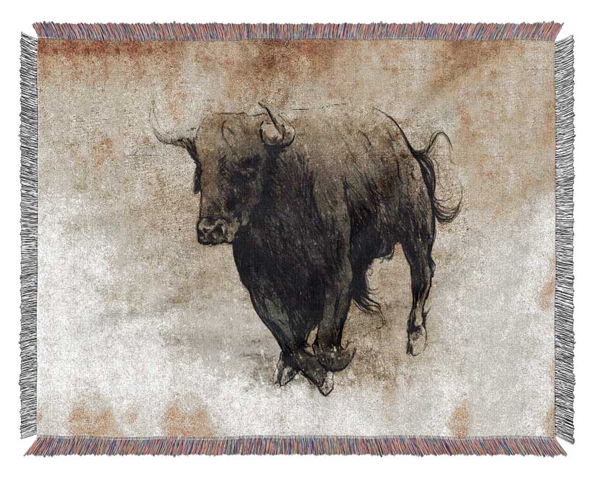 Bull Charging Woven Blanket