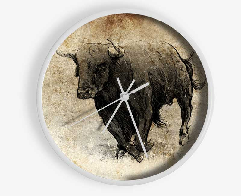 Bull Charging Clock - Wallart-Direct UK