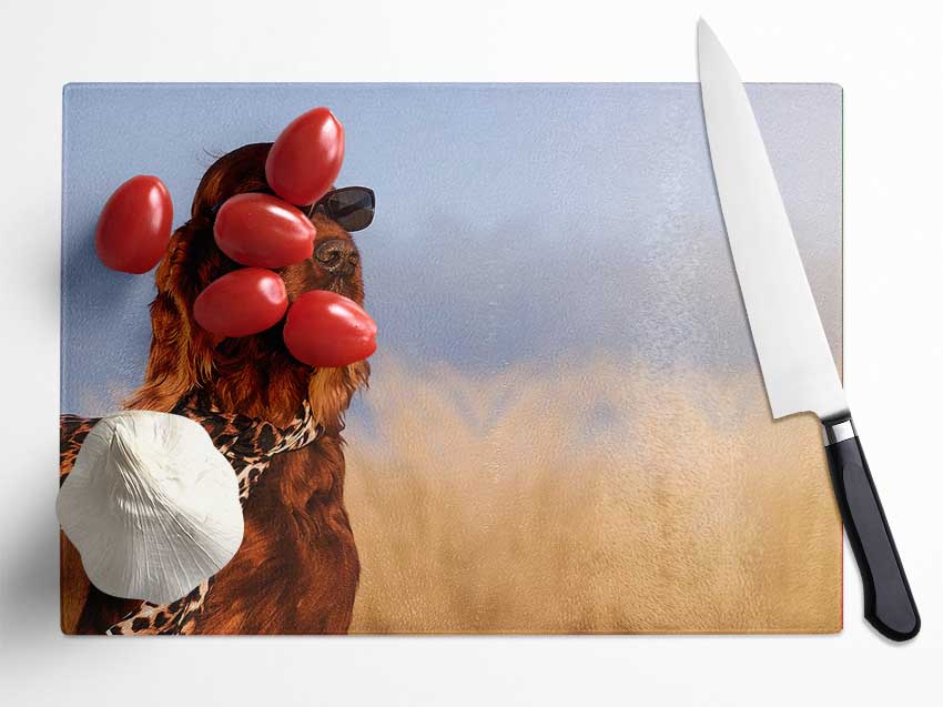 Glamorous Irish Setter Dog Glass Chopping Board