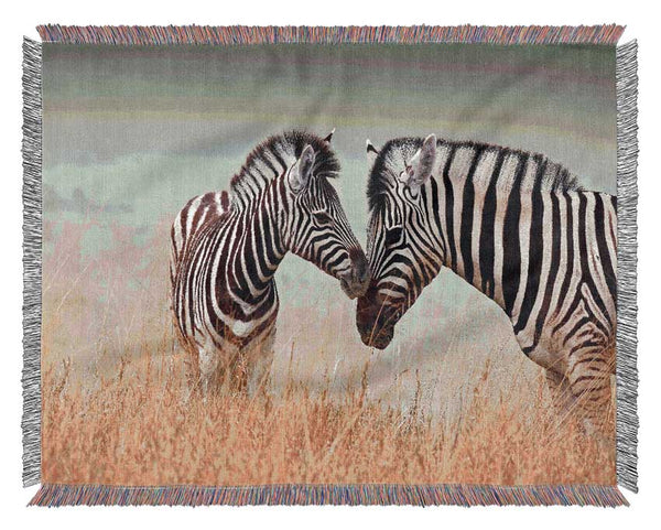 Mother and Baby Zebra Woven Blanket