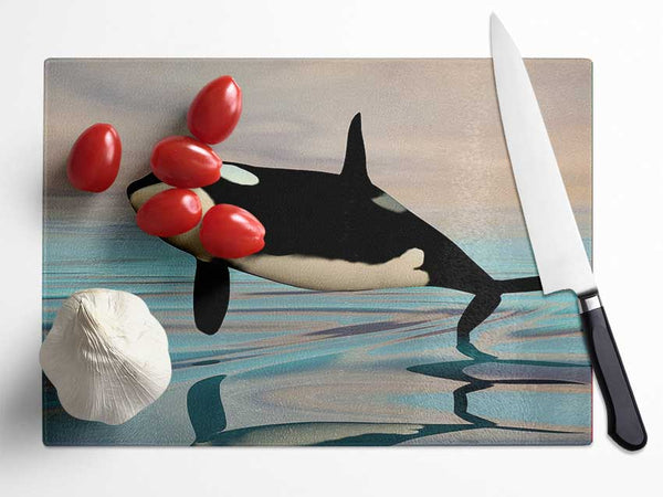 Killer Whale Jump Glass Chopping Board