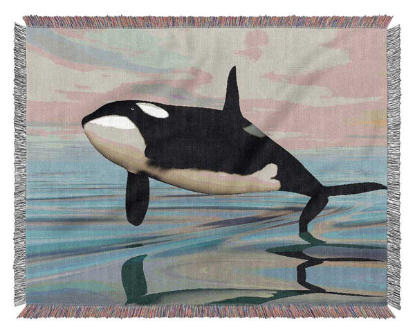 Killer Whale Jump Woven Blanket