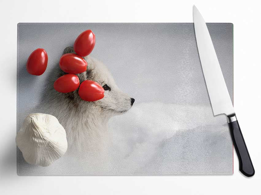 Snow Wonder Fox Glass Chopping Board