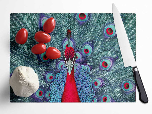 Peacock Beauty Glass Chopping Board