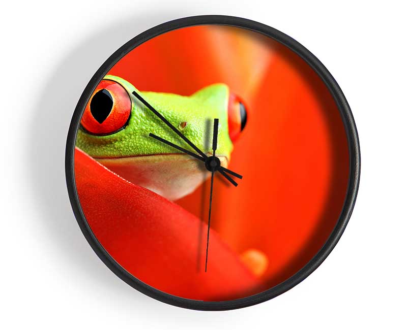 Red Leaf Frog Clock - Wallart-Direct UK