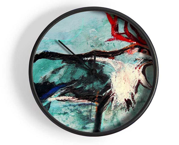 reindeer painting Clock - Wallart-Direct UK