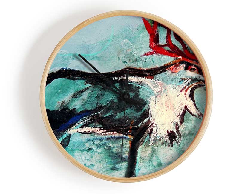 reindeer painting Clock - Wallart-Direct UK