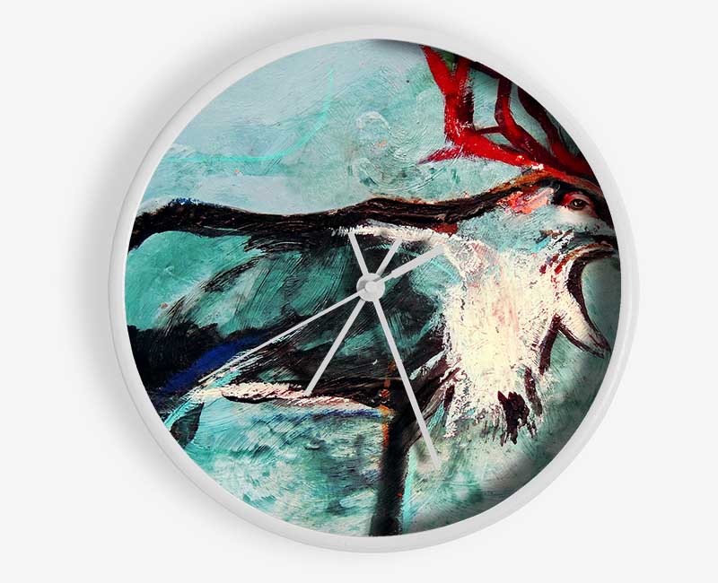 reindeer painting Clock - Wallart-Direct UK