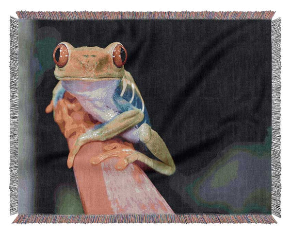 Here's Looking At You Frog Woven Blanket