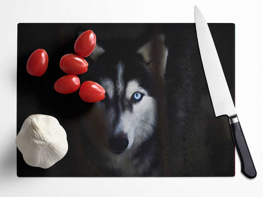 Husky Dog Wolf Face Glass Chopping Board