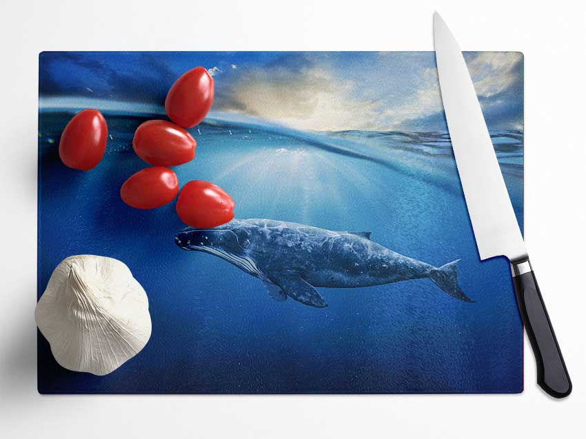 Ocean Whale Glass Chopping Board