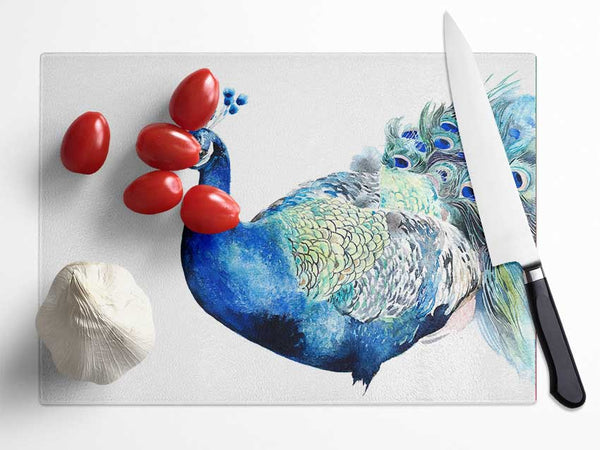 Peacock Blues Glass Chopping Board