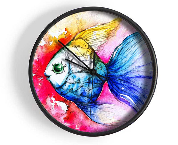 MultiColoured Fish Clock - Wallart-Direct UK