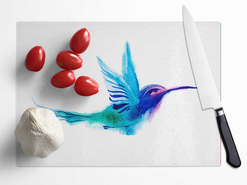 Elegant Rainbow Bird Glass Chopping Board