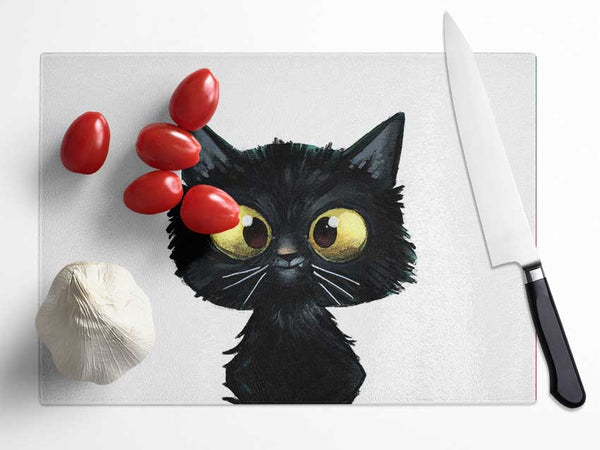 Funny Black Cat Glass Chopping Board