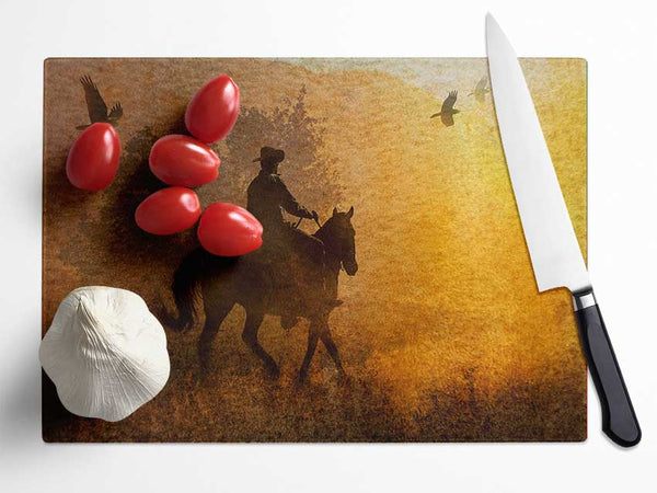 Cowboy Sunset Glass Chopping Board