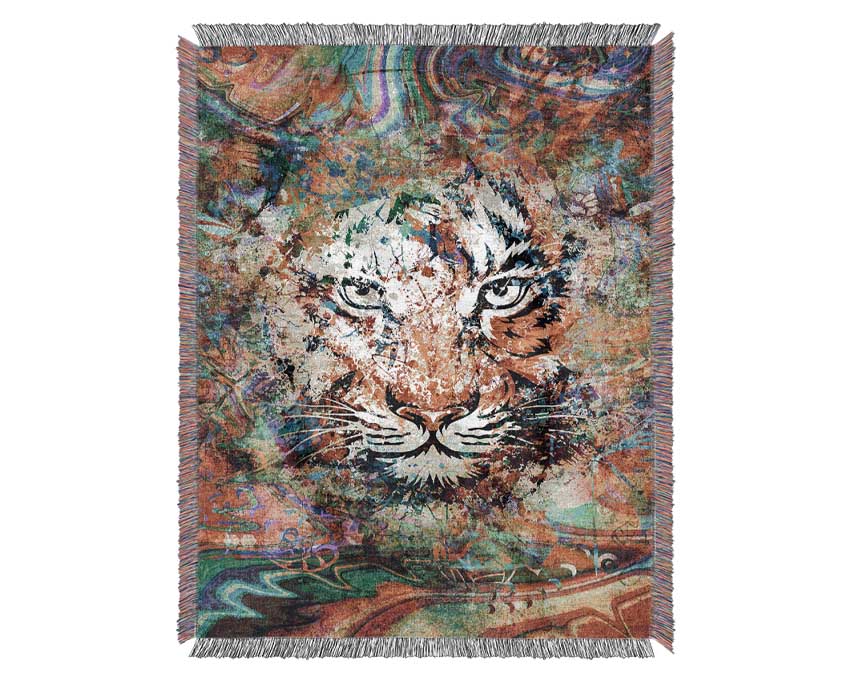 Rainbow Splash Tiger Woven Blanket