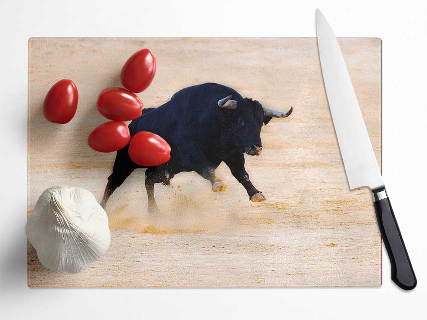 Bull Play Glass Chopping Board