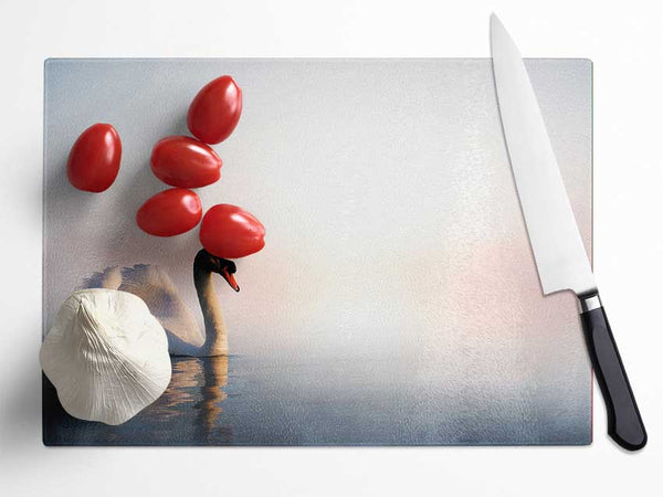 Misty Swan Glass Chopping Board