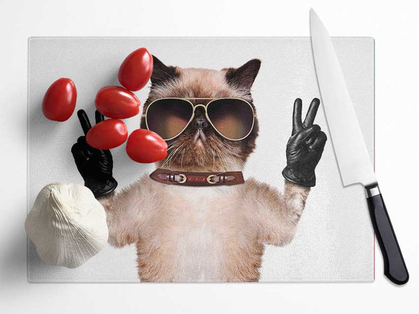 Cat Peace Glass Chopping Board