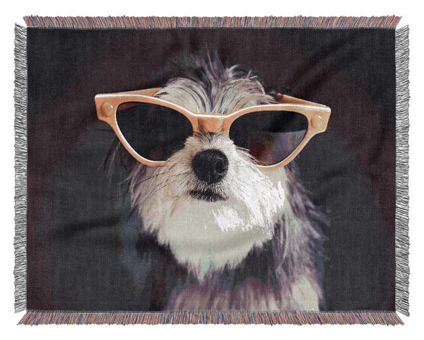 Sunglasses Dog Pooch Woven Blanket