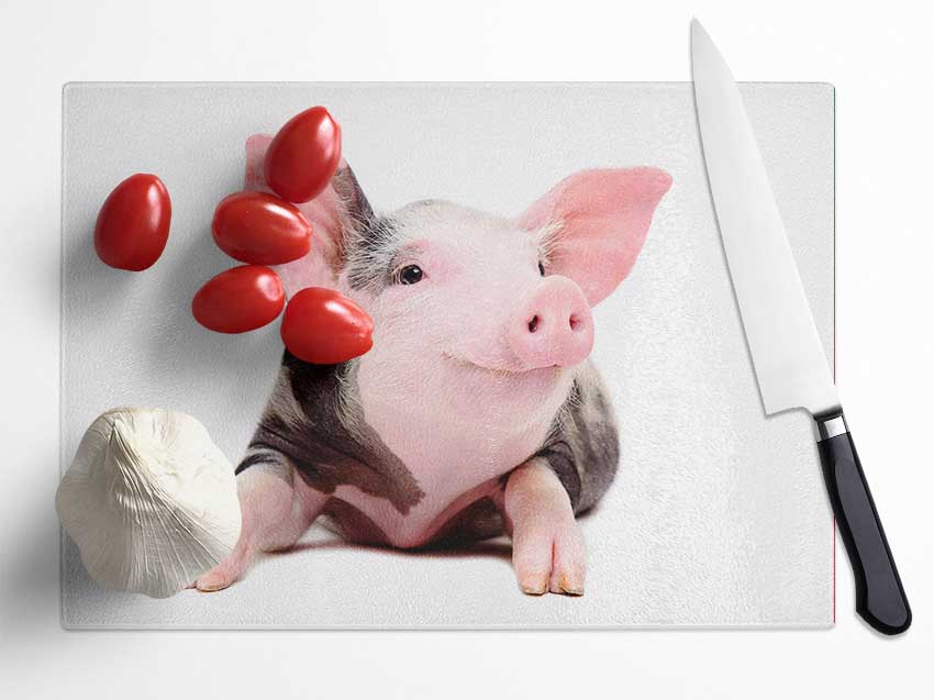 Happy Pig Glass Chopping Board