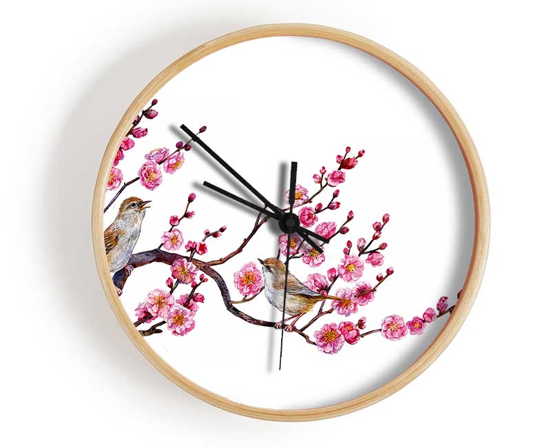 Cherry Tree Love Birds Clock - Wallart-Direct UK