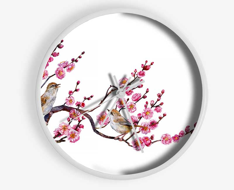 Cherry Tree Love Birds Clock - Wallart-Direct UK