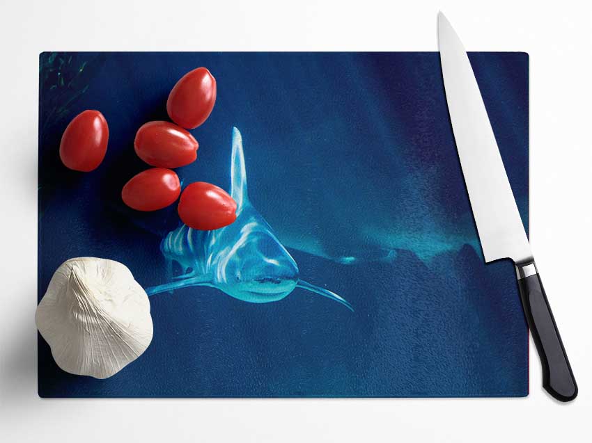 Shark Waters Glass Chopping Board