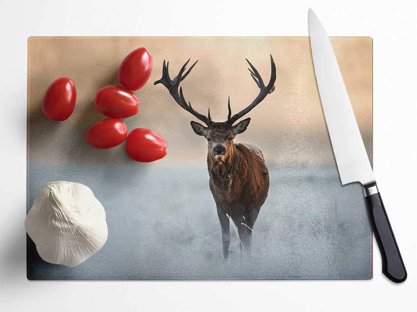 Beautiful Winter Stag Glass Chopping Board