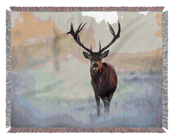 Beautiful Winter Stag Woven Blanket