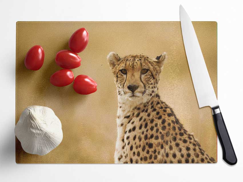 Cheetah Beauty Glass Chopping Board