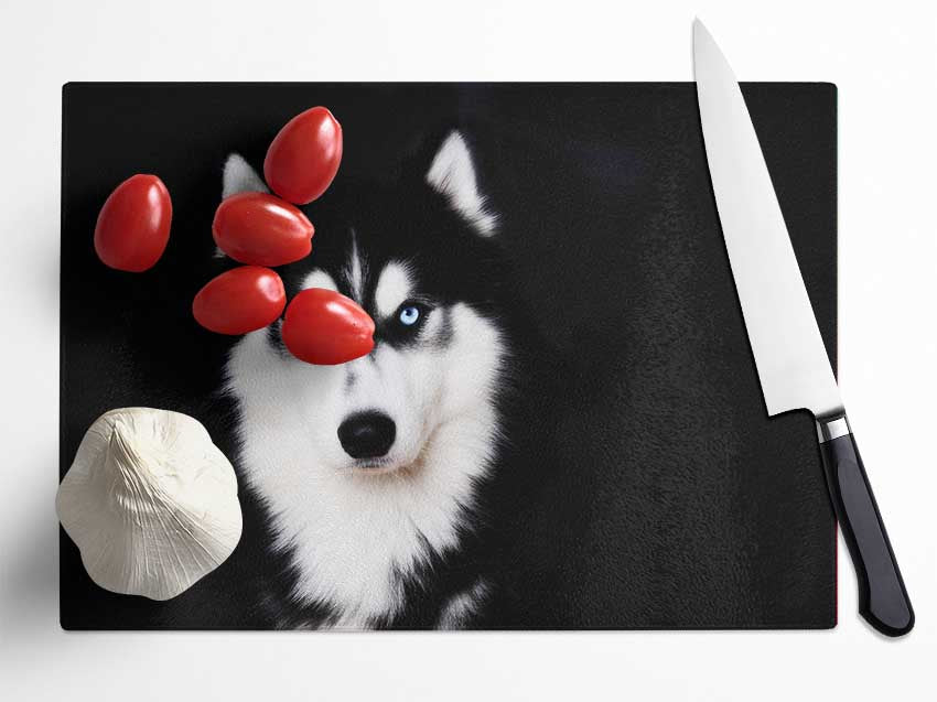 Husky Dog Love Glass Chopping Board