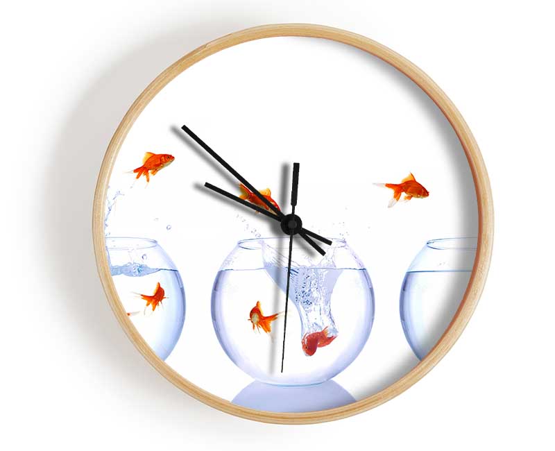 Jumping Goldfish Trio Clock - Wallart-Direct UK