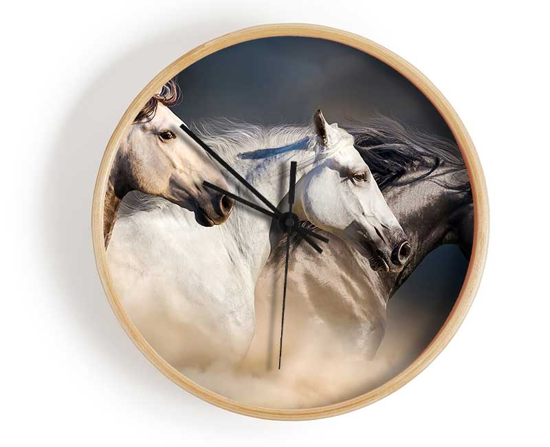 Wild Horse Trio Clock - Wallart-Direct UK