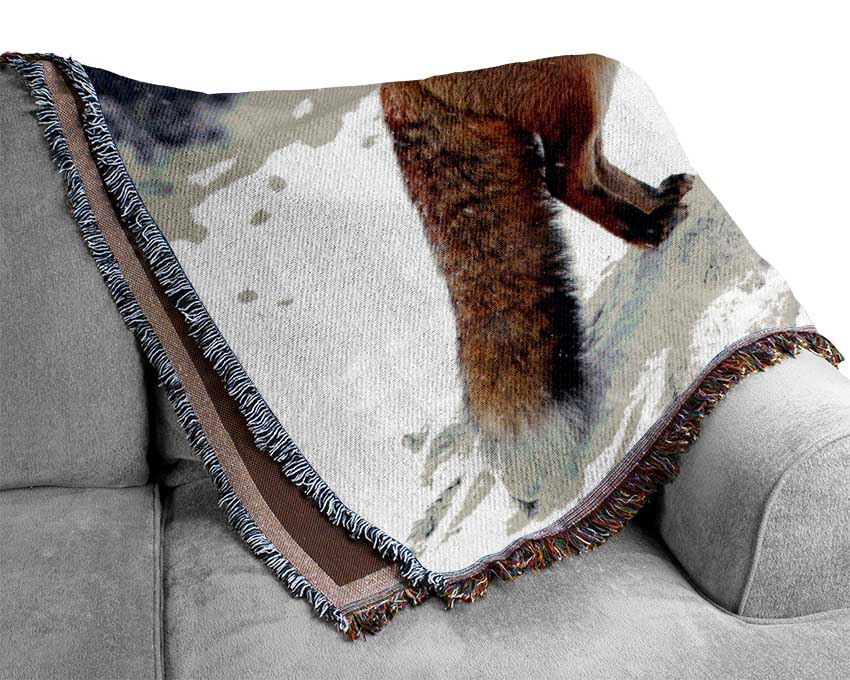 Winter Snow Fox Woven Blanket