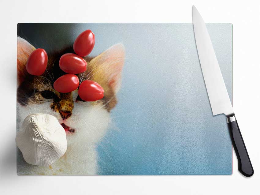 Kitten Cat Growl Glass Chopping Board