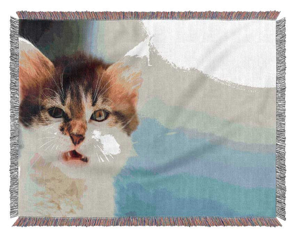 Kitten Cat Growl Woven Blanket